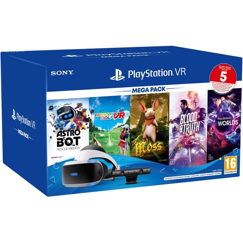 Okuliare pre virtuálnu realitu Sony PlayStation VR + kamera + NEW! PlayStation Camera adaptor (Naboo) + 5 her (VR Worlds, NEW! Moss, NEW! Blood &amp; Truth, Everybodys Golf, Astrobot) (PS719809296) + Doprava zadarmo