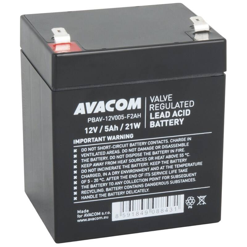 Olovený akumulátor Avacom 12V 5Ah F2 HighRate (PBAV-12V005-F2AH)