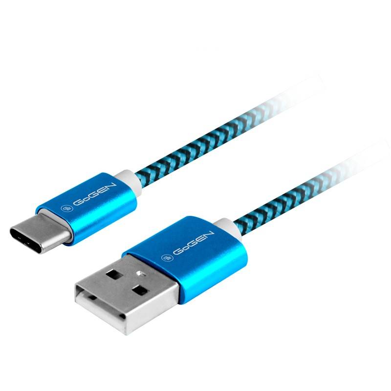 Kábel GoGEN USB / USB-C, 1m, opletený (USBAC100MM26) modrý