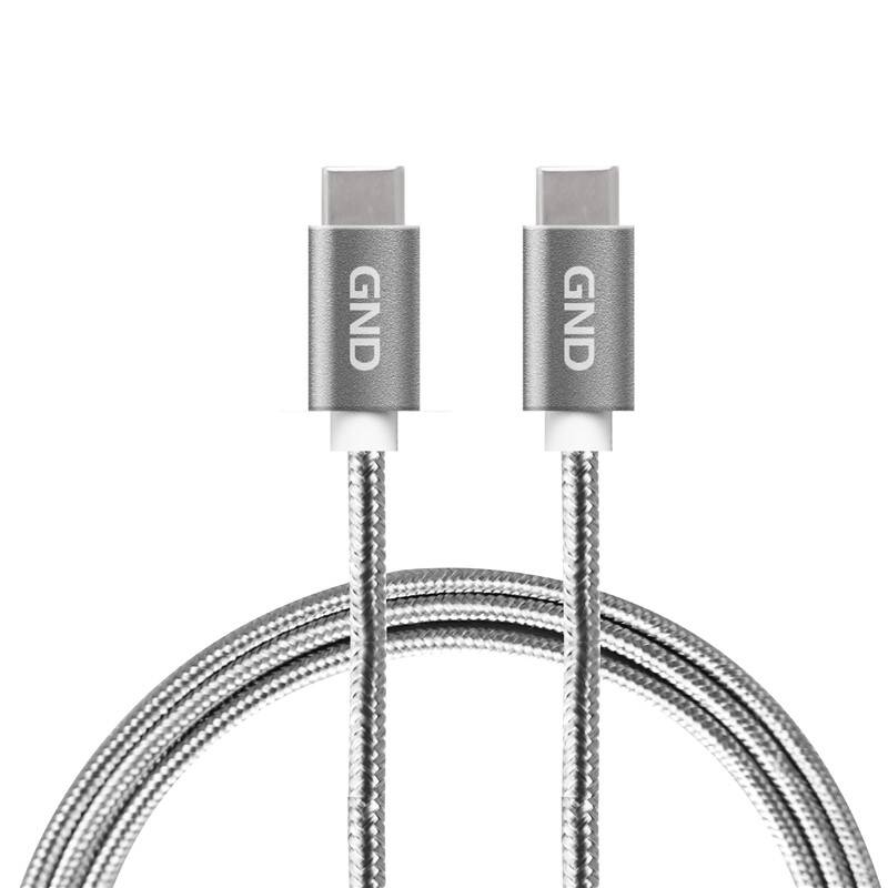 Kábel GND USB-C/USB-C 3.1, PD, 1m, opletený (USBCC100MM01) sivý