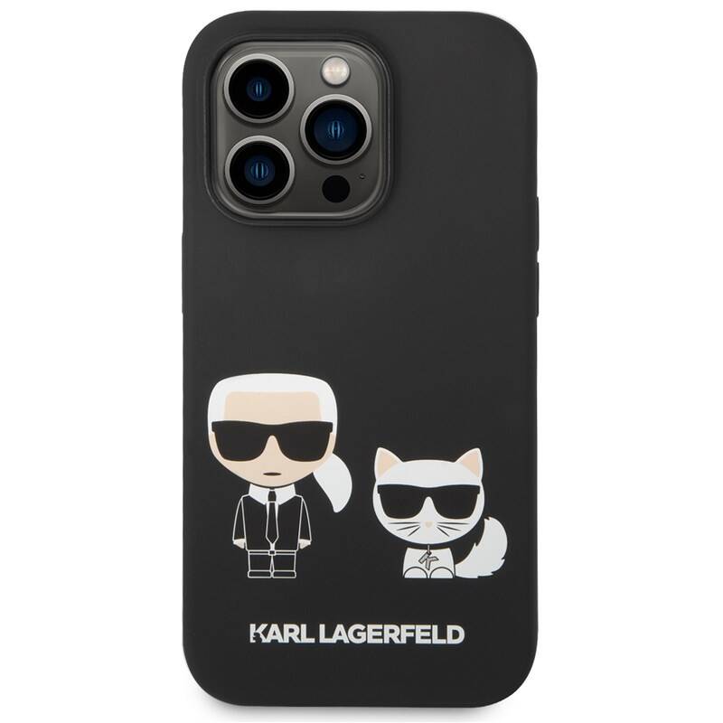 Obrázok Karl Lagerfeld and Choupette Liquid Silicone Zadní Kryt pro iPhone 14 Pro Max Black