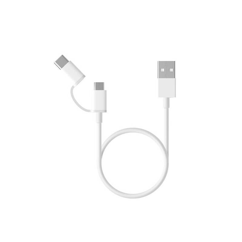 Kábel Xiaomi 2v1 USB/Micro USB + USB-C, 1m (15303) biely