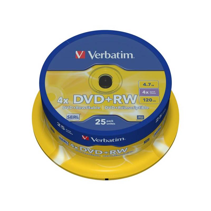 Obrázok Verbatim DVD+RW, 43489, DataLife PLUS, 25-pack, 4.7GB, 4x, 12cm, General, Standard, cake box, Scratch Resistant, bez možnosti potl