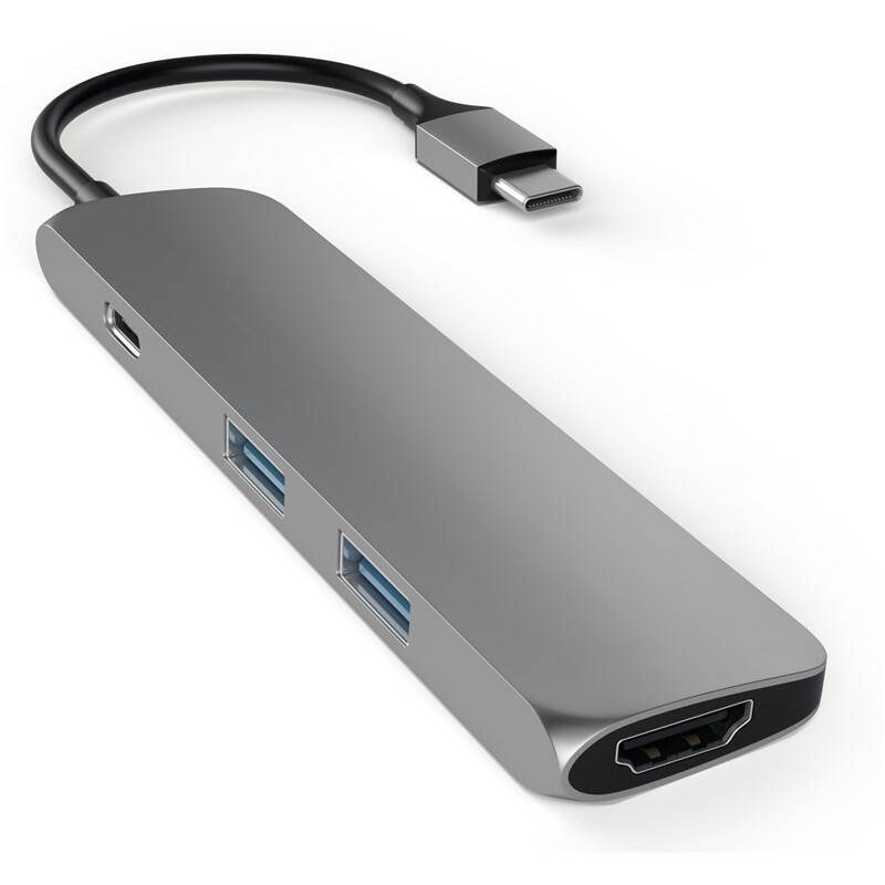 USB Hub Satechi Aluminum SLIM USB-C/HDMI, 2x USB 3.0, USB-C (ST-CMAM) sivý