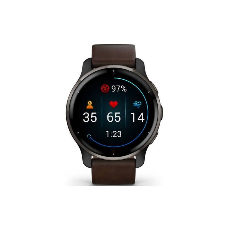 Obrázok Garmin Venu 2 Plus - Slate/ Brown Leather Band (010-02496-15)