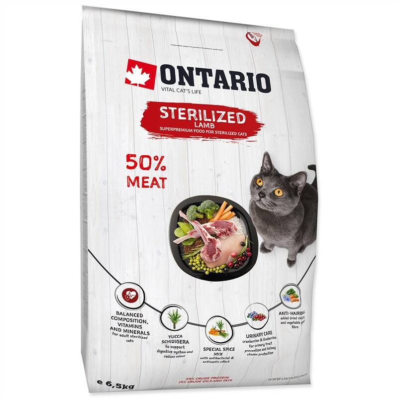 Obrázok Ontario Cat Sterilised Lamb 6,5kg