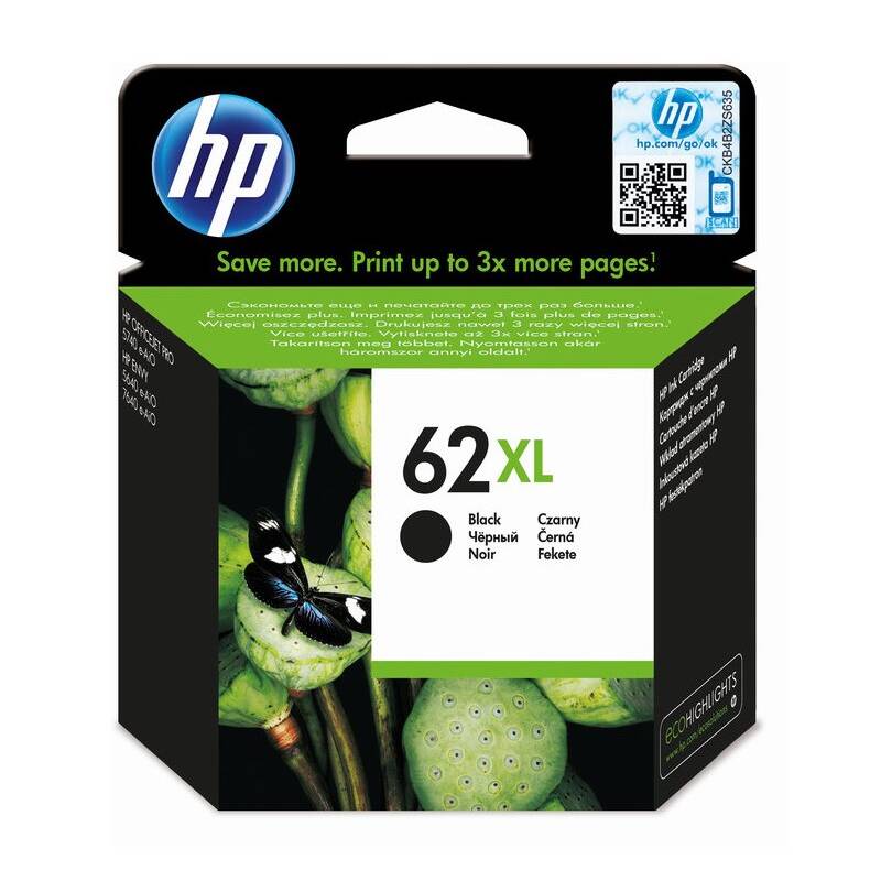 Obrázok HP 62XL High Yield Black Original Ink Cartridge (600 pages), C2P05AE#UUQ