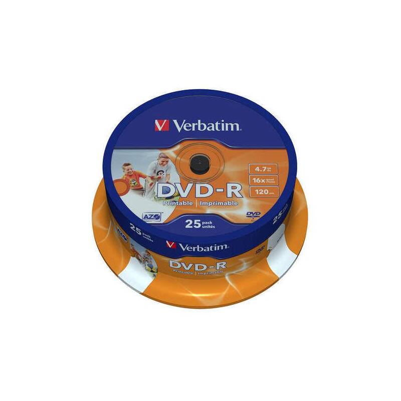 Disk Verbatim Printable DVD-R 4.7GB, 16x, 25cake (43538)