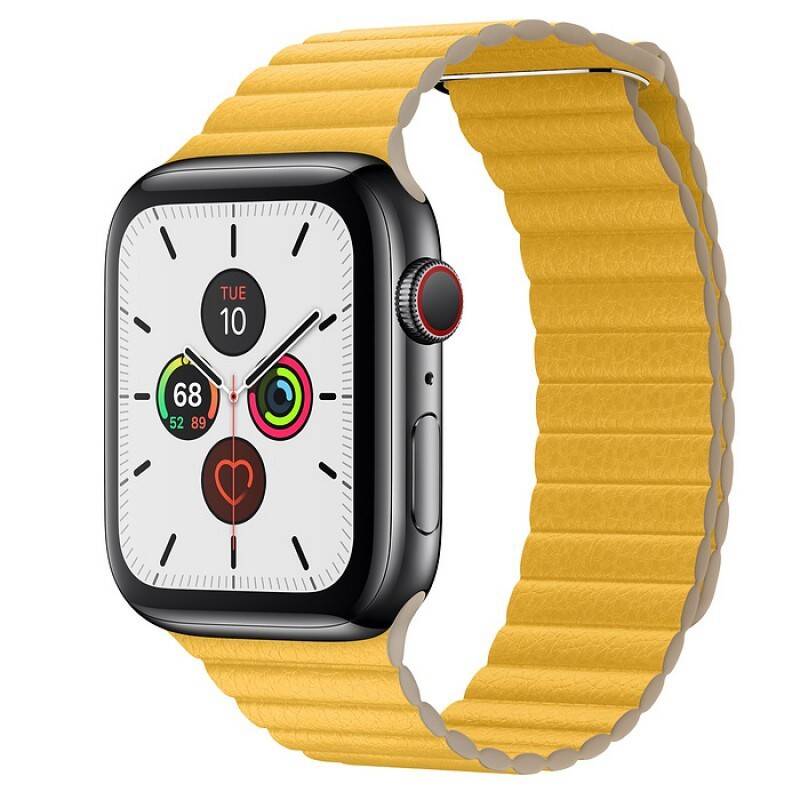 Obrázok COTEetCI kožený magnetický řemínek Loop Band pro Apple Watch 42 / 44mm žlutý WH5206-ML