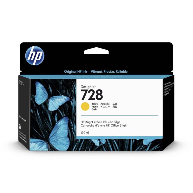 Obrázok Hewlett-Packard HP originál ink F9J65A, No.728, yellow, 130ml, HP DesignJet T730, DesignJet T830, DesignJet T830 MFP