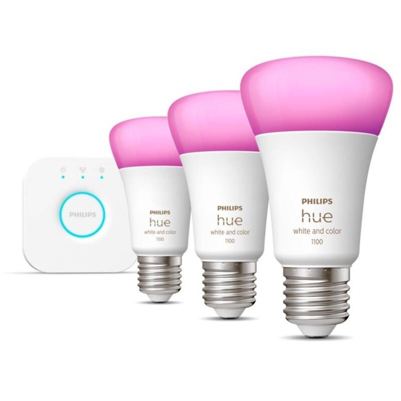 Obrázok Philips Hue Bluetooth, 9W, E27, White and Color Ambiance, 3ks + Bridge (8719514291515)