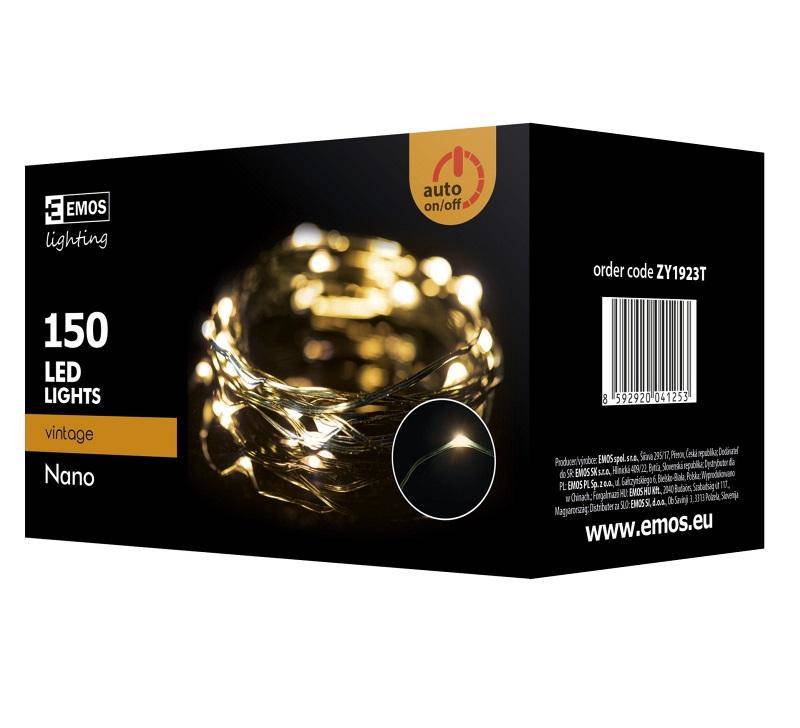 Obrázok EMOS 150 LED řetěz zelený nano, 15m, IP44, jantarová, časovač (1534192300)