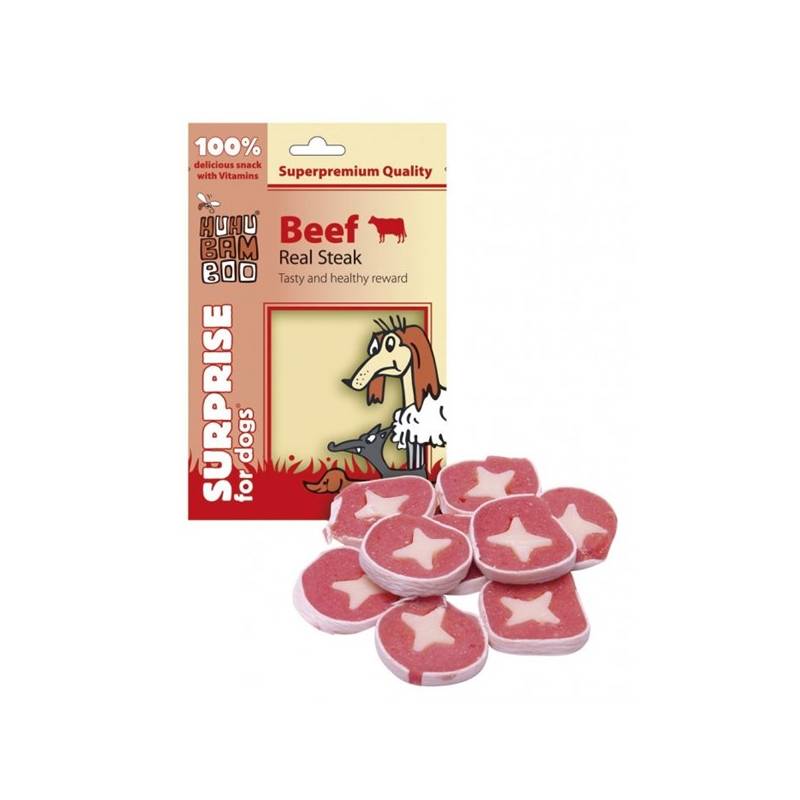 Obrázok Huhubamboo Surprise Dog hovězí steak 75g