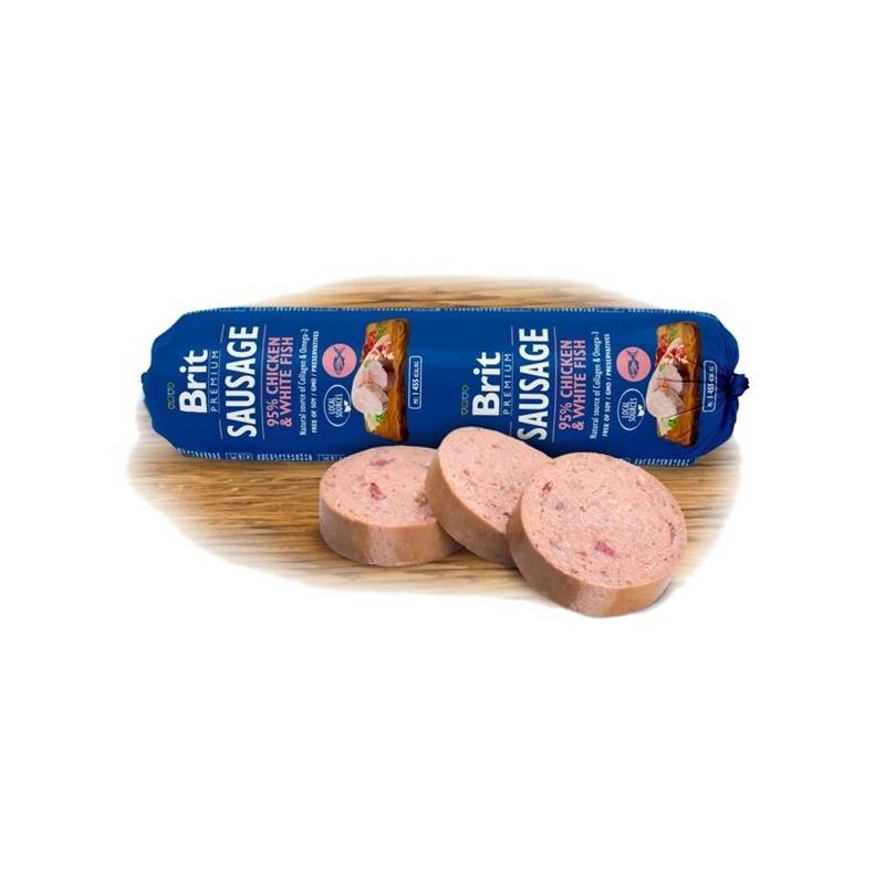 Obrázok Brit Sausage Chicken & White Fish 800g New