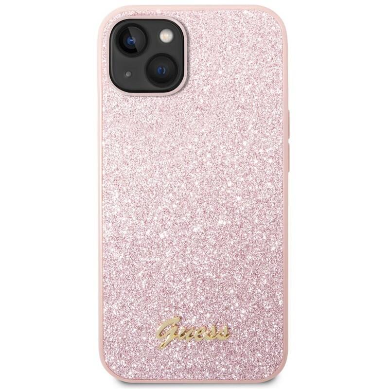 Obrázok Guess PC/TPU Glitter Flakes Metal Logo Zadní Kryt pro iPhone 14 Plus Pink