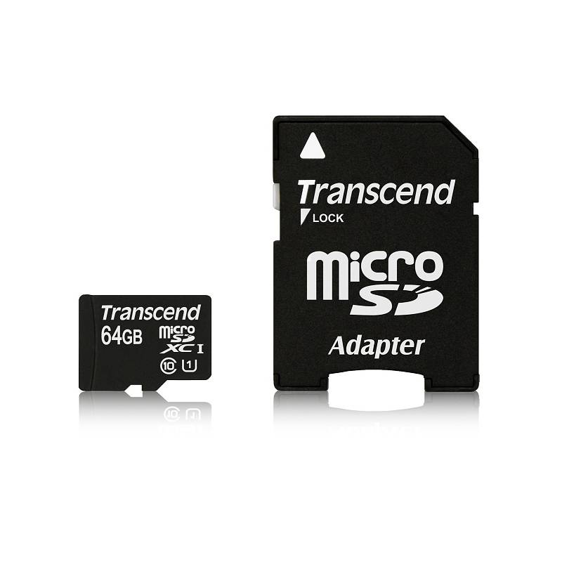 Pamäťová karta Transcend MicroSDXC Premium 64GB UHS-I U1 (45MB/s) + adapter (TS64GUSDU1)