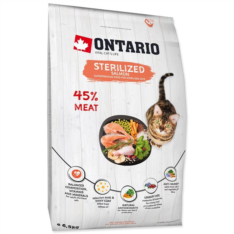 Obrázok Ontario Cat Sterilised Salmon 6,5kg