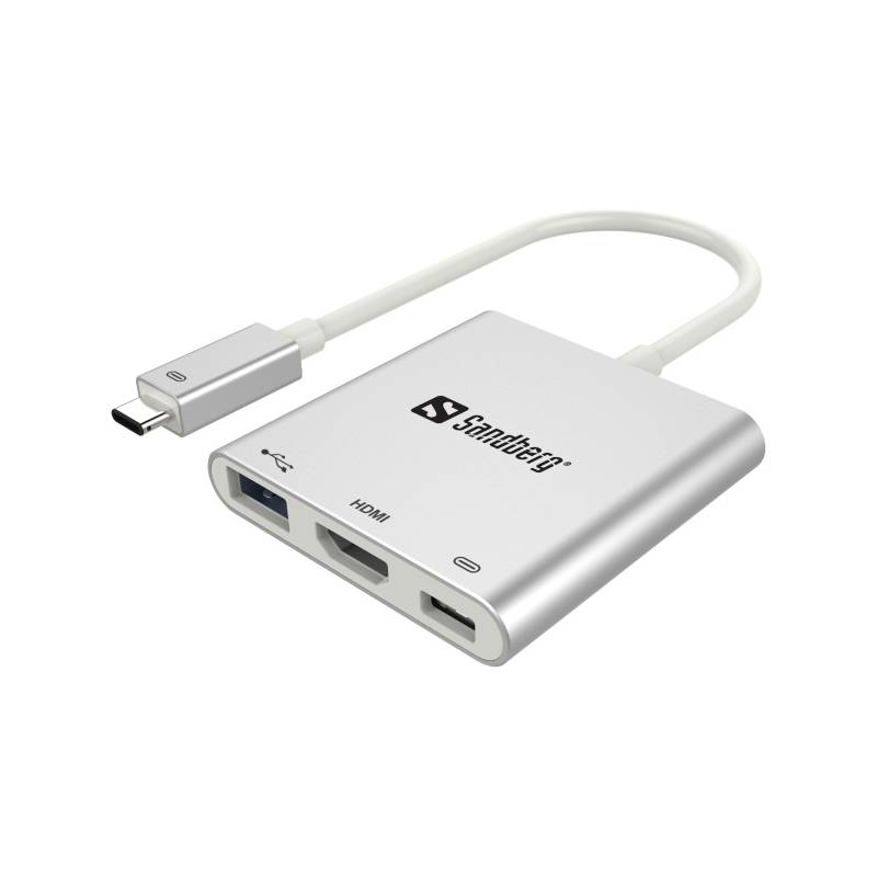 Obrázok Sandberg mini replikátor portov USB-C - HDMI+USB, biely