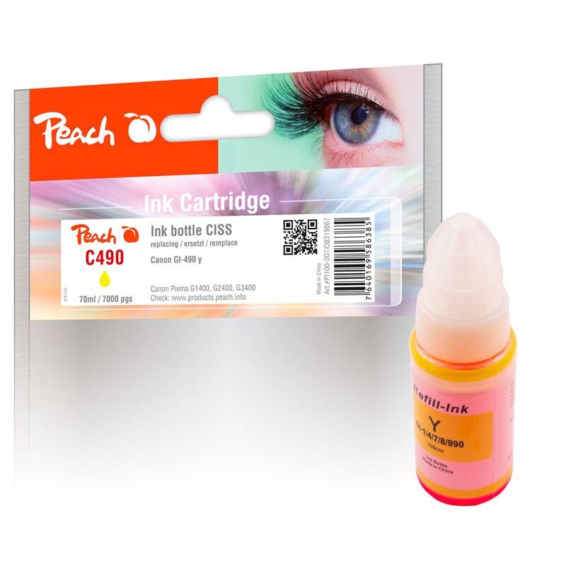 Obrázok Peach CISS GI-490, 70ml, kompatibilní (319867) žltá