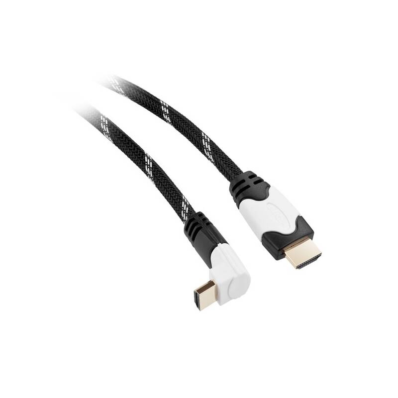 Kábel GoGEN HDMI 1.4, 1,5m, 90° konektor, opletený, pozlacený, s ethernetem (GOGHDMI150MM05) čierny