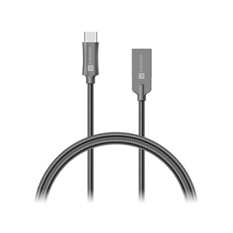 Obrázok CONNECT IT Wirez Steel Knight USB-C 1m, metallic anthracite (CCA-5010-AN)