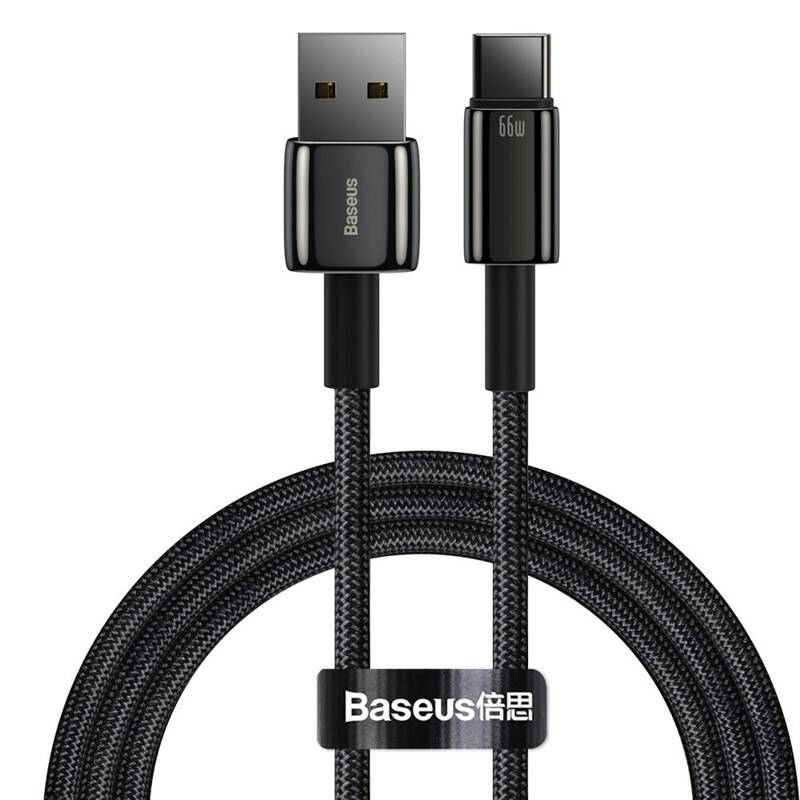 Obrázok Baseus Tungsten kábel USB / USB-C QC 66W 6A 1m, čierny (CATWJ-B01)