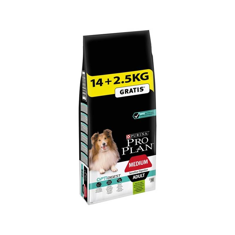 Obrázok Purina Pro Plan MEDIUM ADULT Sensitive Digestion Jehně 14 kg + 2,5 kg