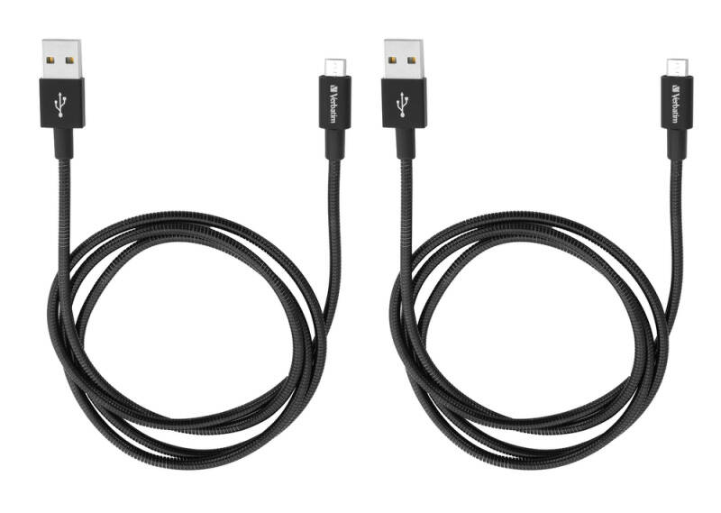 Kábel Verbatim USB/micro USB, 1m + 1m (48874) čierny
