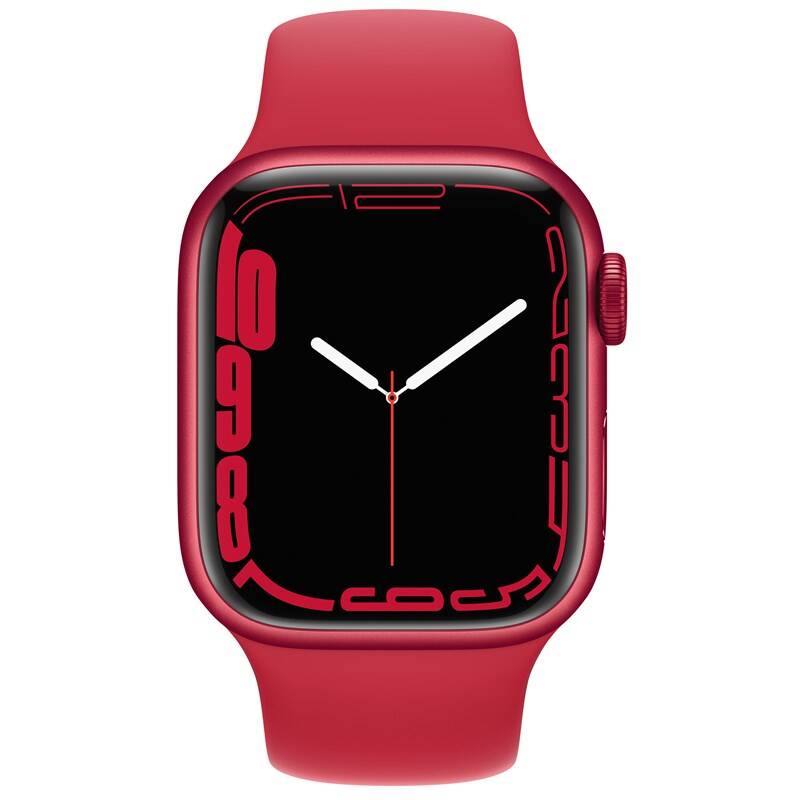 Obrázok Apple Watch Series 7 GPS, 45mm púzdro z hliníka (PRODUCT)RED - (PRODUCT)RED športový remienok (MKN93VR/A)