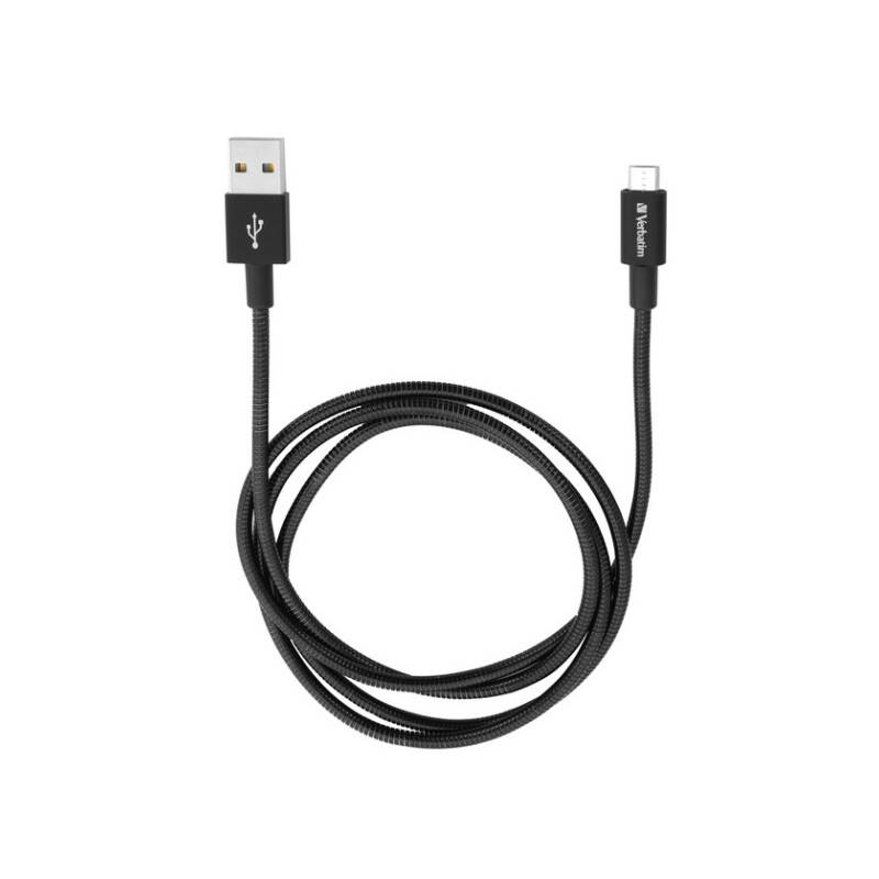 Kábel Verbatim Sync &amp; Charge USB/micro USB, 1m, nerezová ocel (48863) čierny