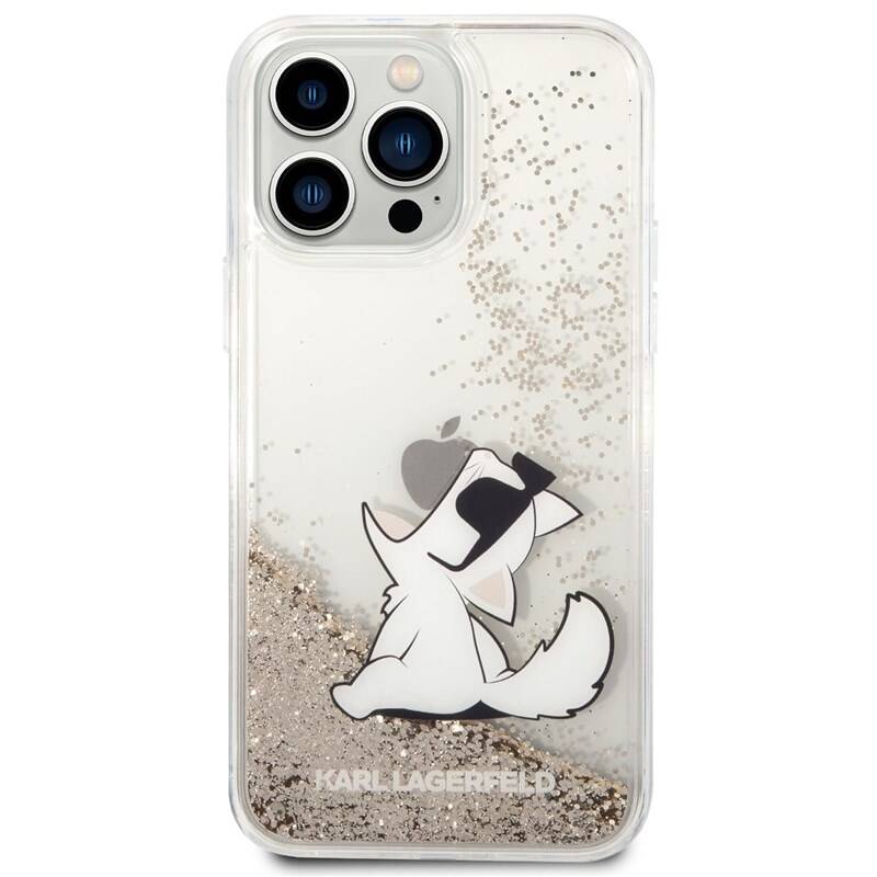 Obrázok Karl Lagerfeld Liquid Glitter Choupette Eat Zadní Kryt pro iPhone 14 Pro Max Gold