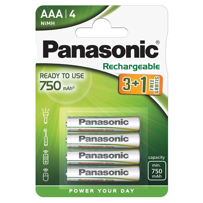 Batéria nabíjacia Panasonic Evolta AAA, HR03, 750mAh, Ni-MH, blister 4ks (HHR-4MVE/4B1)