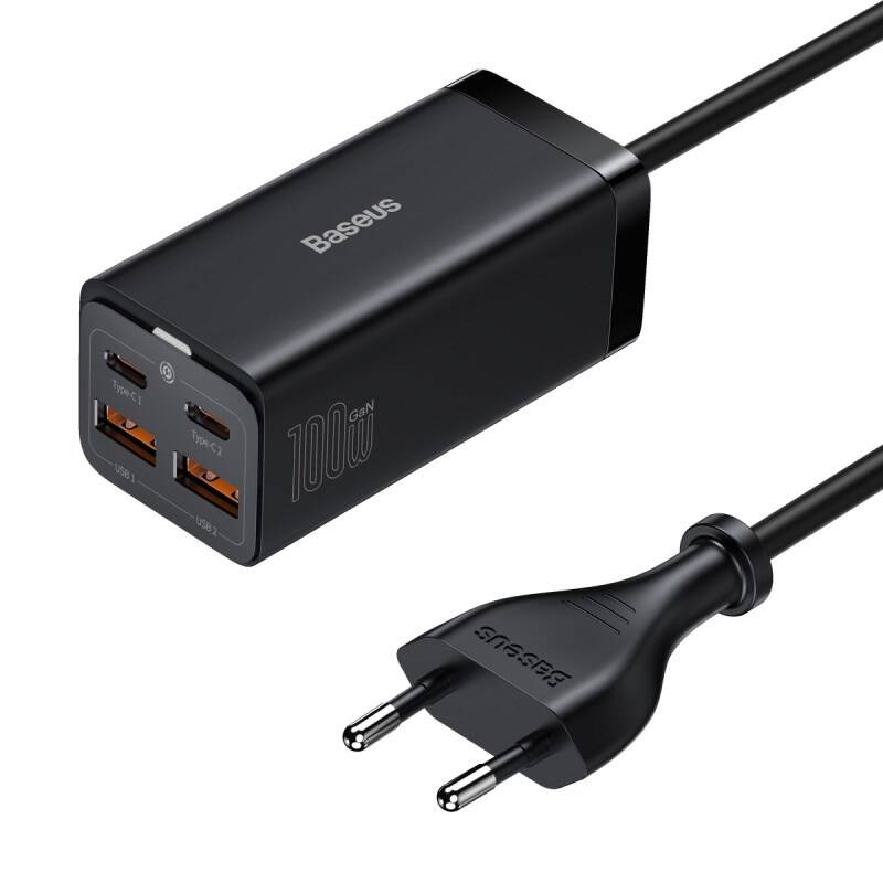 Obrázok Baseus GaN3, 2x USB-A, 2x USB-C 100W (CCGP000101) čierna