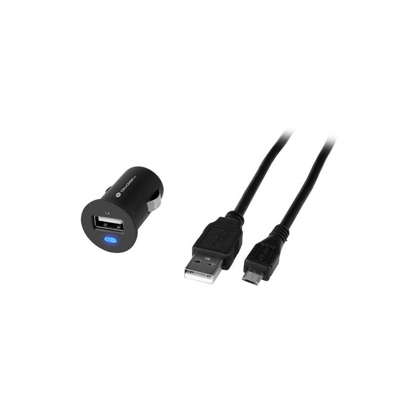 Adaptér do auta GoGEN CH 12 C, 1x USB + microUSB kabel 1,2m (GOGCH12C) čierna