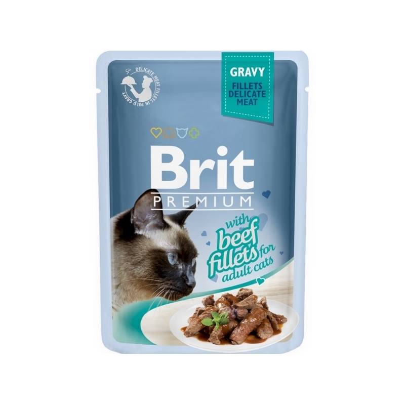 Obrázok Brit Premium Cat D Fillets in Gravy With Beef 85g