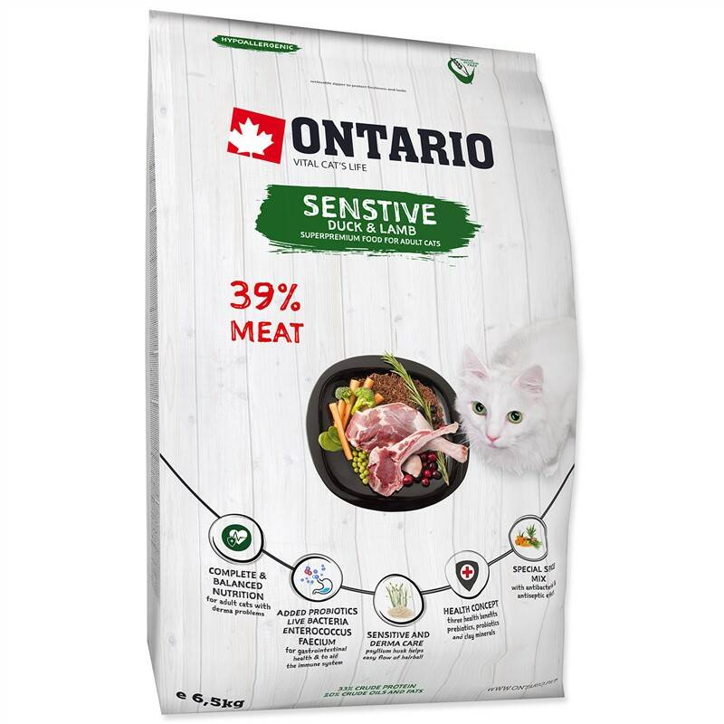 Obrázok Ontario Cat Sensitive/Derma 6,5kg