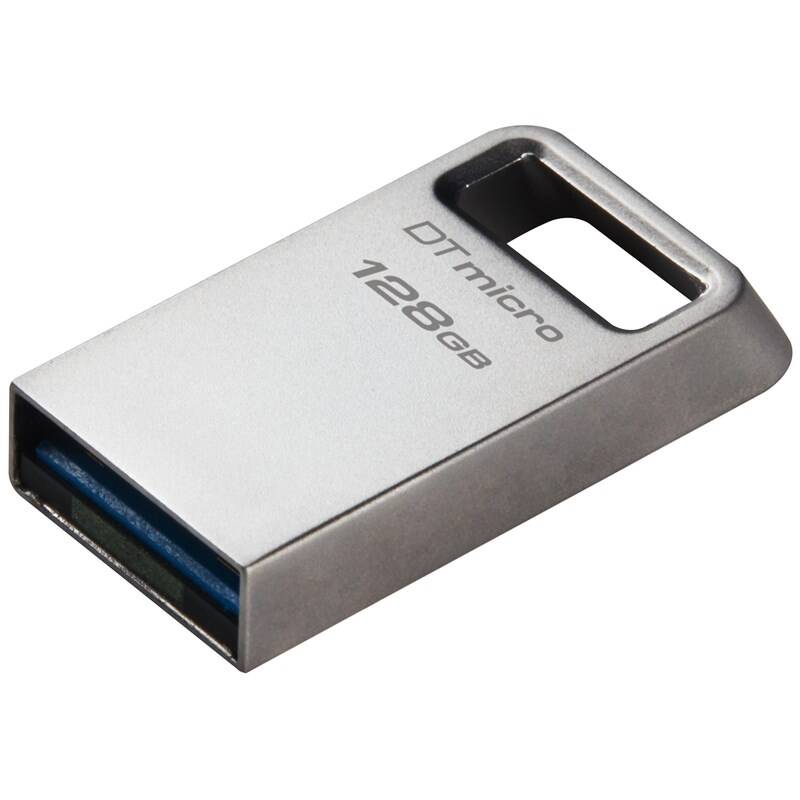 USB flashdisk Kingston DataTraveler Micro Metal 128GB (DTMC3G2/128GB) strieborný