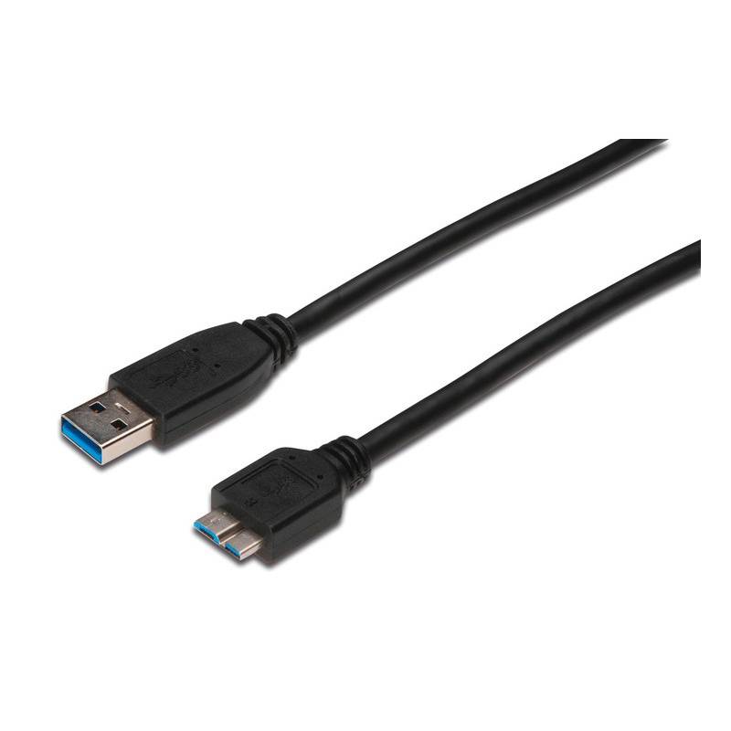 Kábel Digitus USB 3.0 / USB Micro B, 1,8 m (AK-300116-018-S) čierny
