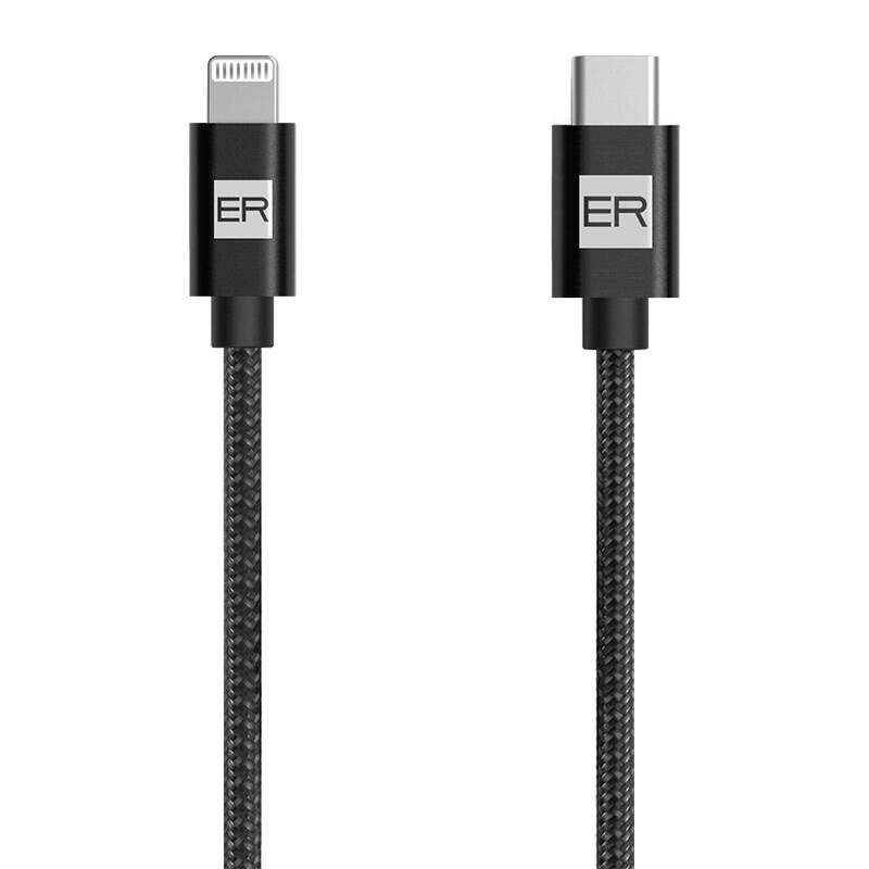 Kábel ER Power USB-C/Lightning, 1,2m (ERPWCL120BK) čierny