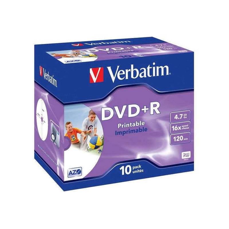 Obrázok Verbatim DVD + R 16x, Printable 10ks v krabičke (43508)