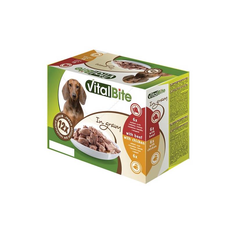 Obrázok Vitalbite dušené filetky kuře + hovězí 12 x 85 g