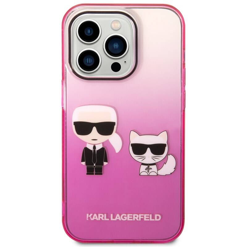 Obrázok Karl Lagerfeld Gradient Karl and Choupette Zadní Kryt pro iPhone 14 Pro Pink