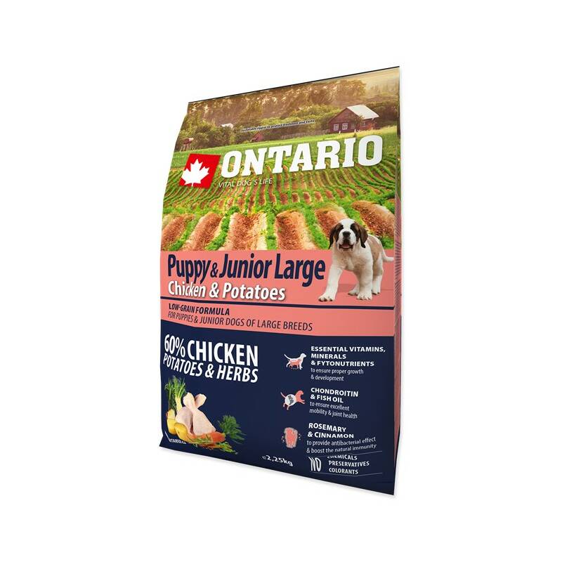 Obrázok ONTARIO Puppy & Junior Large Chicken & Potatoes & Herbs 2,25kg