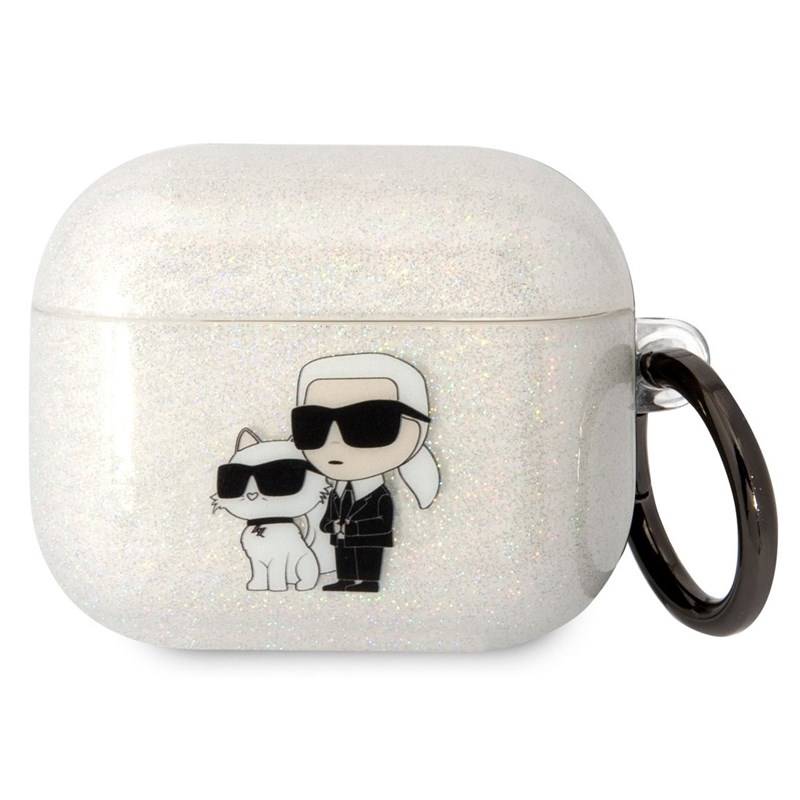 Obrázok Karl Lagerfeld 3D Logo NFT Karl and Choupette Glitter na Airpods 3 (KLA3HNKCTGT) biele