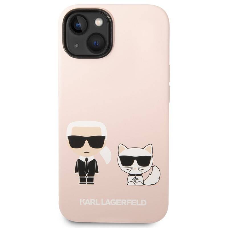 Obrázok Karl Lagerfeld and Choupette Liquid Silicone Zadní Kryt pro iPhone 14 Pink