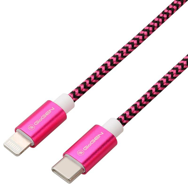 Kábel GoGEN USB-C / Lightning, 1m, opletený (USBC8P100MM25) fialový