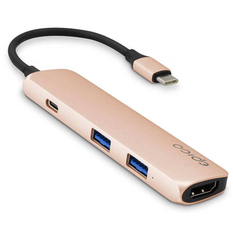 USB Hub Epico USB-C/4K HDMI, USB-C 3.0 PD 60W, 2x USB (9915112000003) zlatý