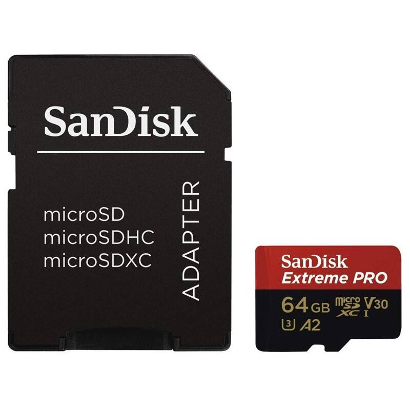 Pamäťová karta SanDisk Micro SDXC Extreme Pro 64GB A2 C10 V30 UHS-I (170R/90W) + adapter (SDSQXCY-064G-GN6MA)