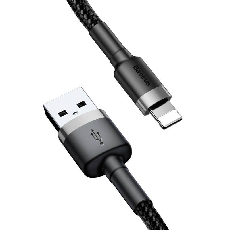 Obrázok Baseus cafule Cable USB For lightning 2.4A 0.5M Gray+Black CALKLF-AG1