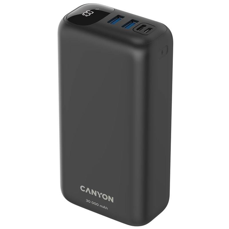 Obrázok Canyon PB-301 Powerbanka, Li-Pol, 30.000 mAh Micro-USB, USB-C, Čierna